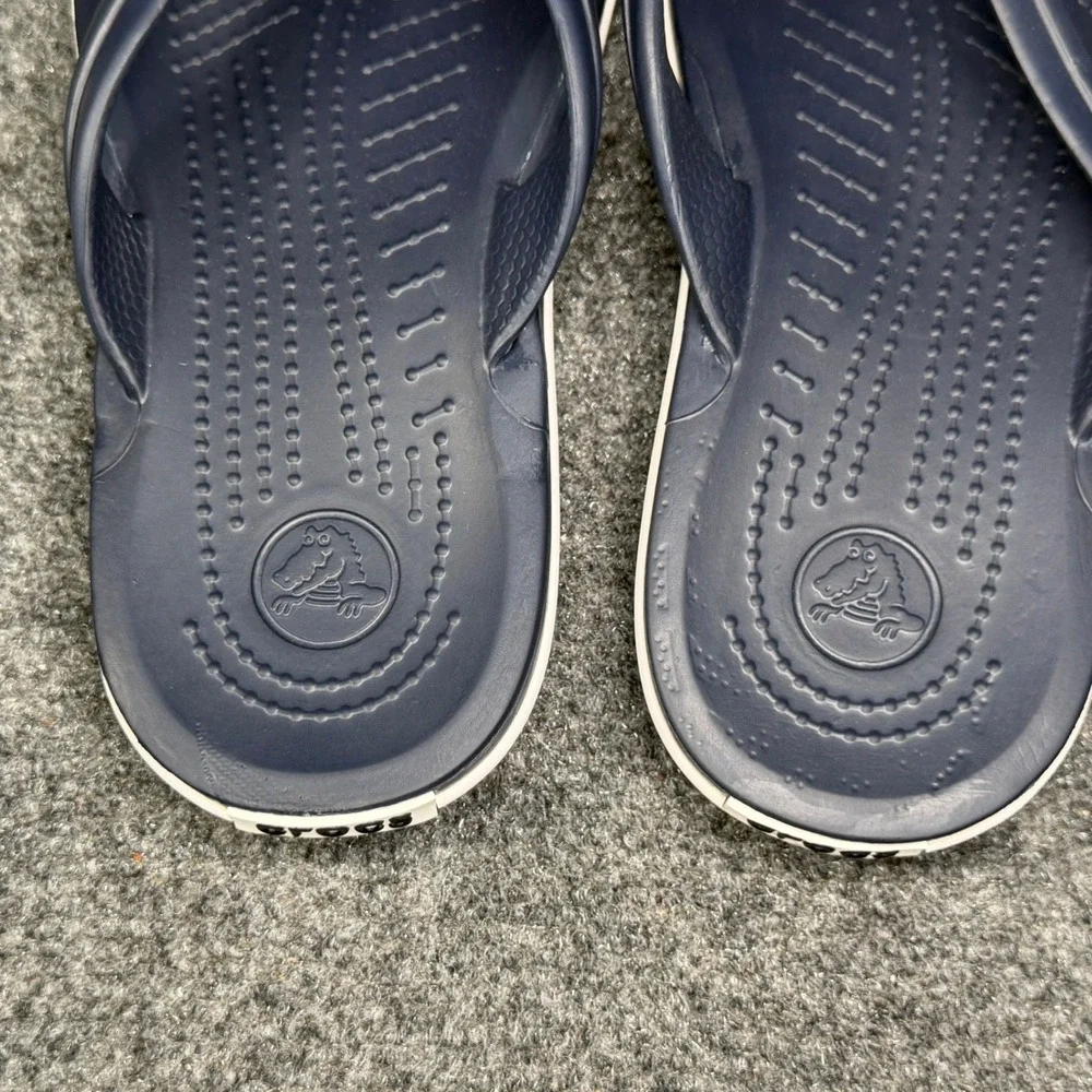 Crocs Crocband Flip Flops Women's 8 Blue White Summer Beach Thong Sandals